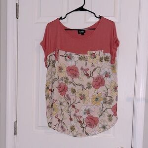 by & by Red and Cream Blouse Top